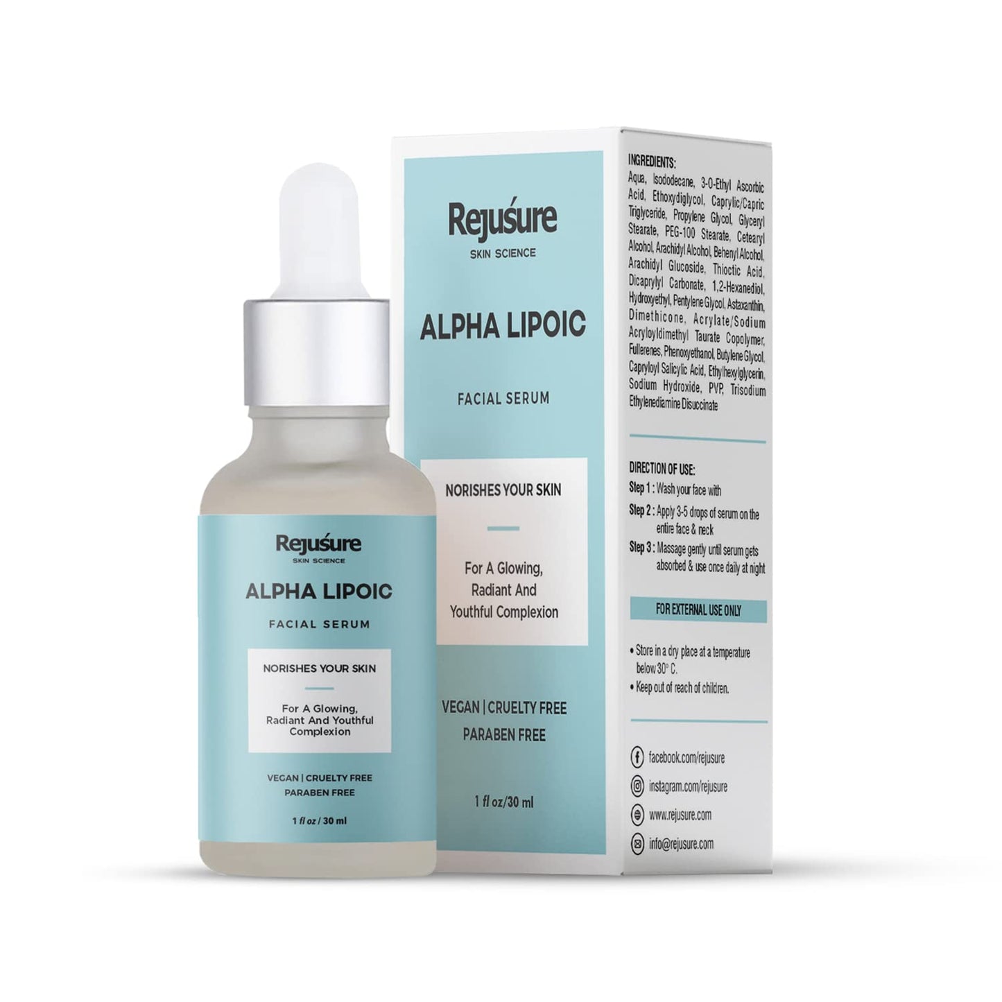 Rejusure Alpha Lipoic Face Serum - Natural Ingredients