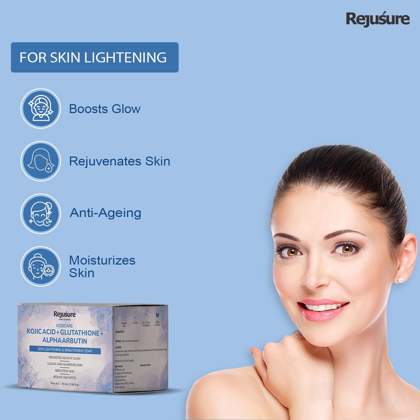 Rejusure Kojic Acid Soap - Infused with vitamins for nourishment