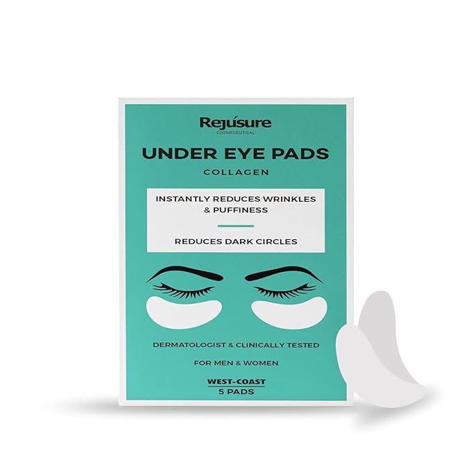 Rejusure Combo: Unisex Eye Masks - Anti-Wrinkle, Puffiness Relief | 5 Pads | Vegan