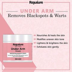 Rejusure Under Arm Cream - Brightens | Pores & Dark Spots | Warts | Underarm Care - 50 gm