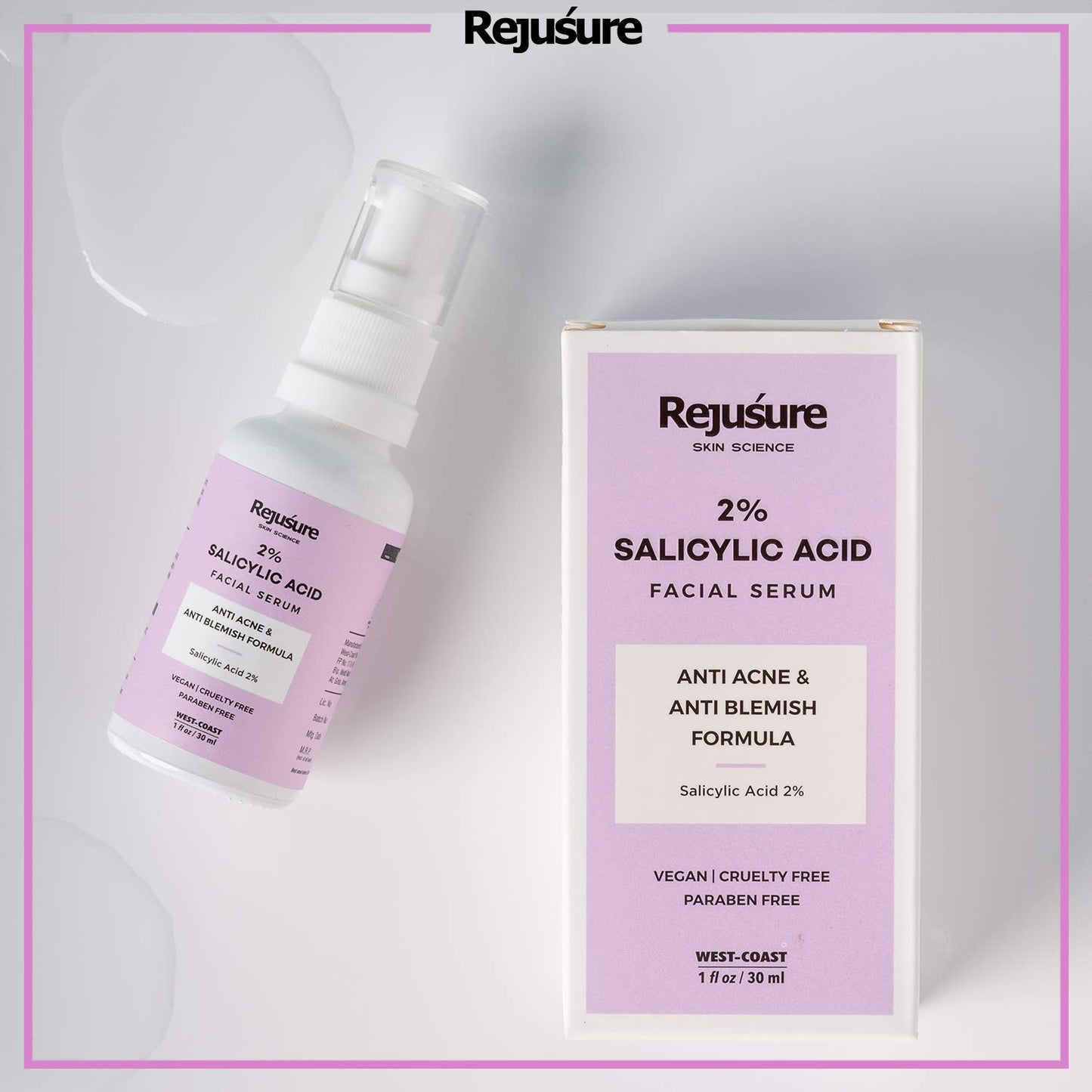 Rejusure salicylic acid facial serum - acne blemish remover