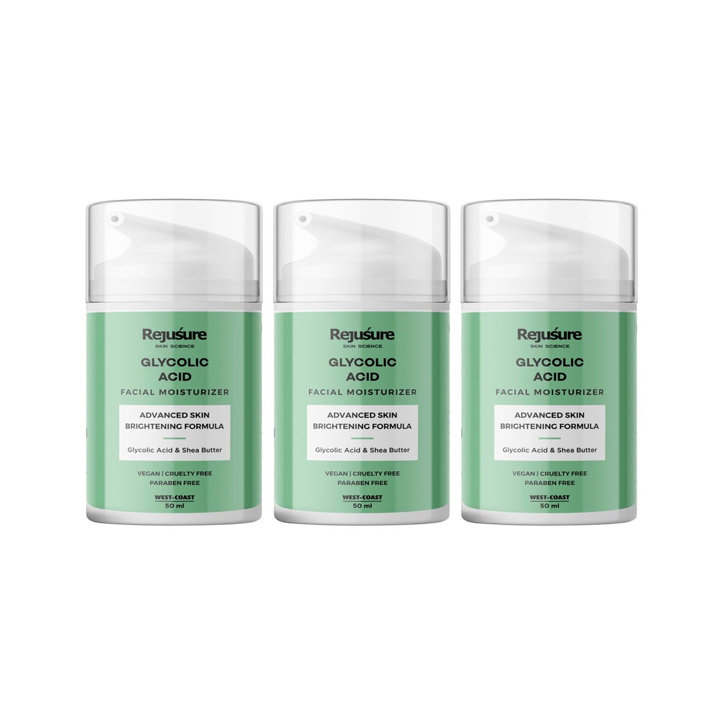 Rejusure glycolic acid moisturiser - pack of 3 for convenience