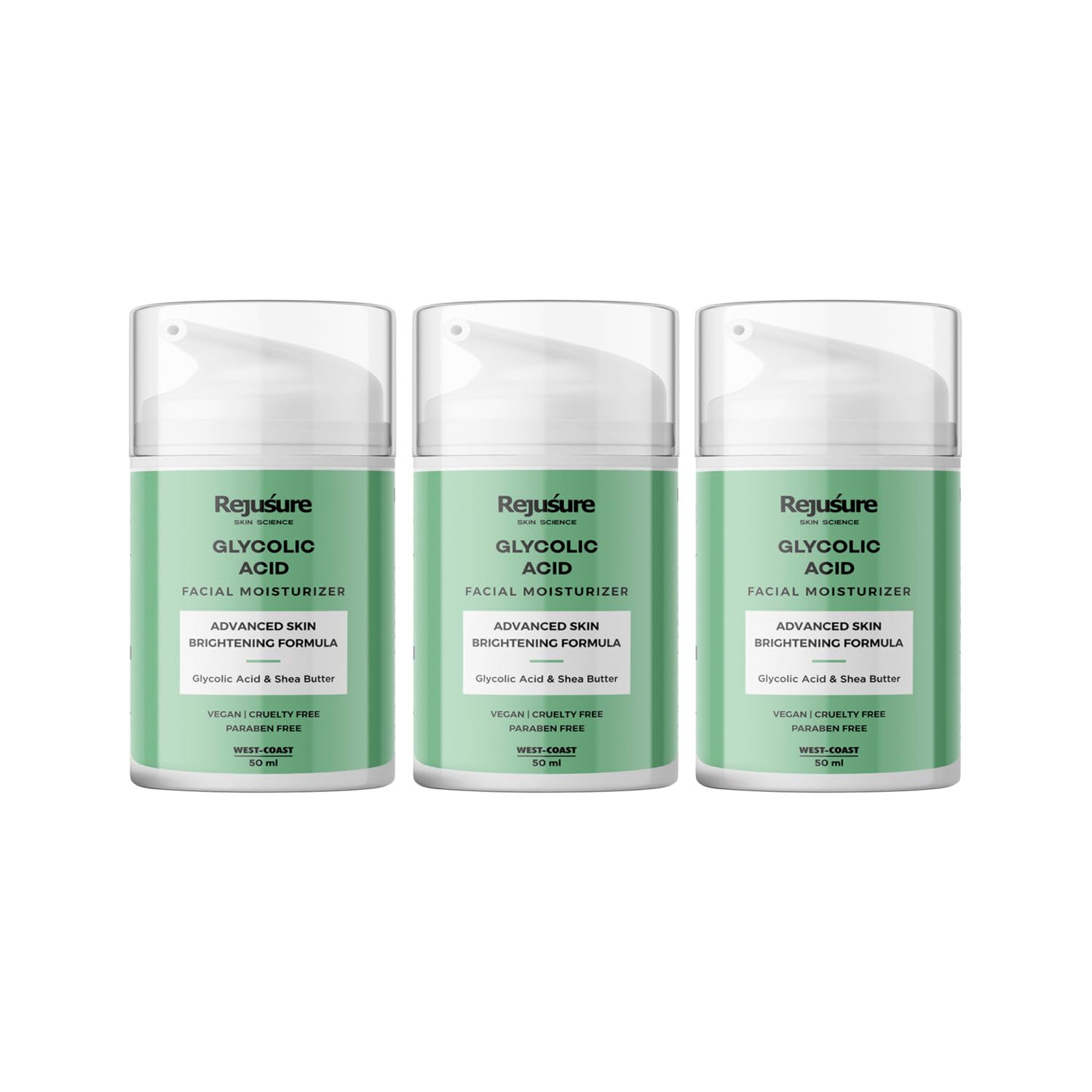 Rejusure glycolic acid moisturiser - pack of 3 for convenience