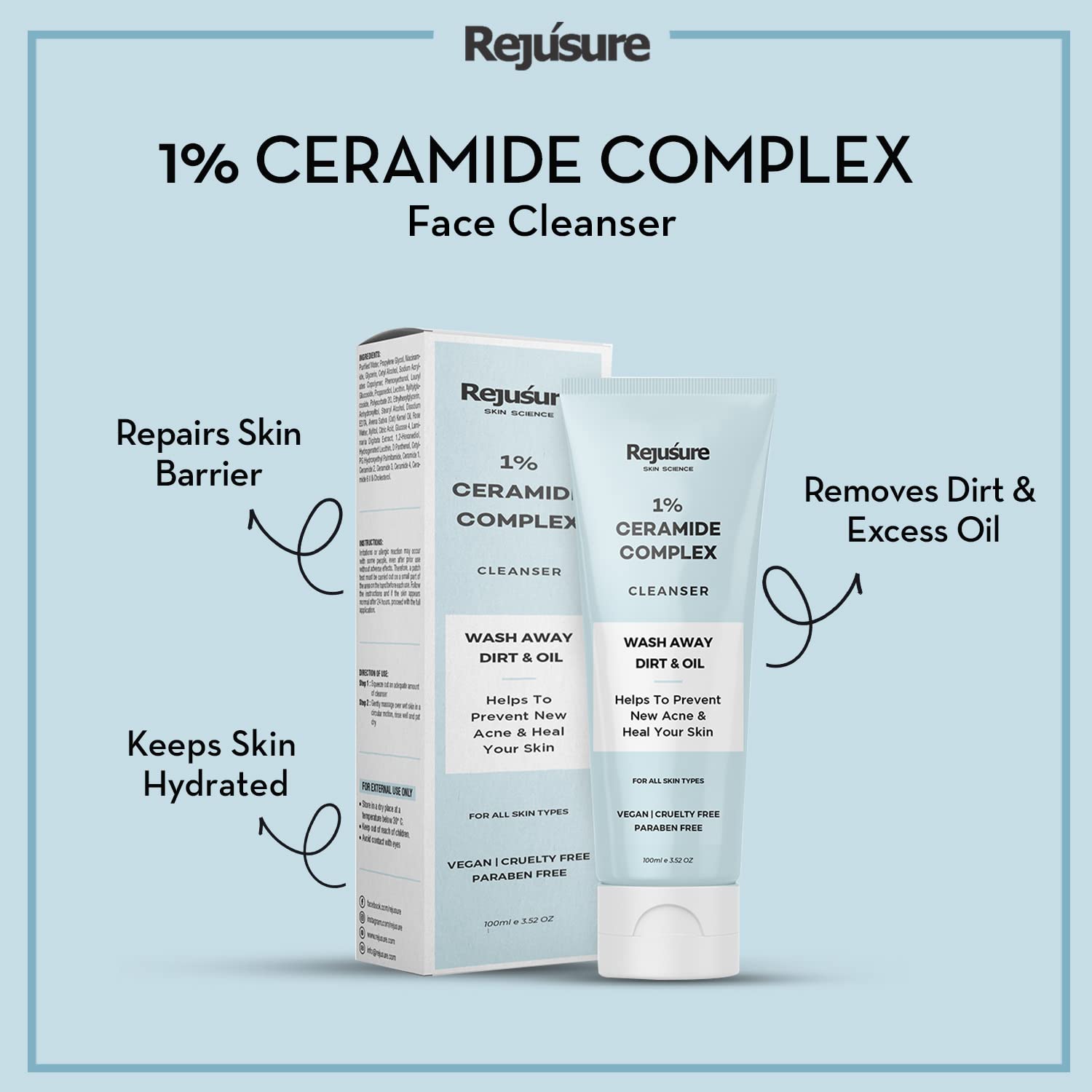 Rejusure gel face wash - Refreshing daily cleanser for all skin types