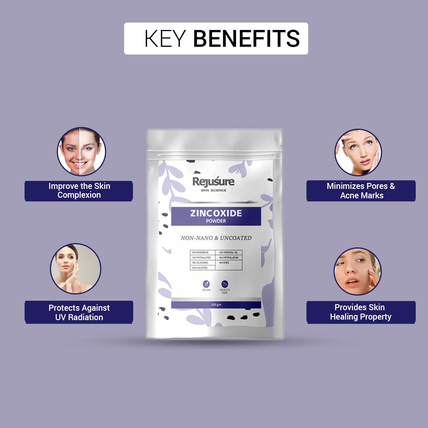 Rejusure Zinc Oxide Powder Face Pack - Sunburn Defense Product