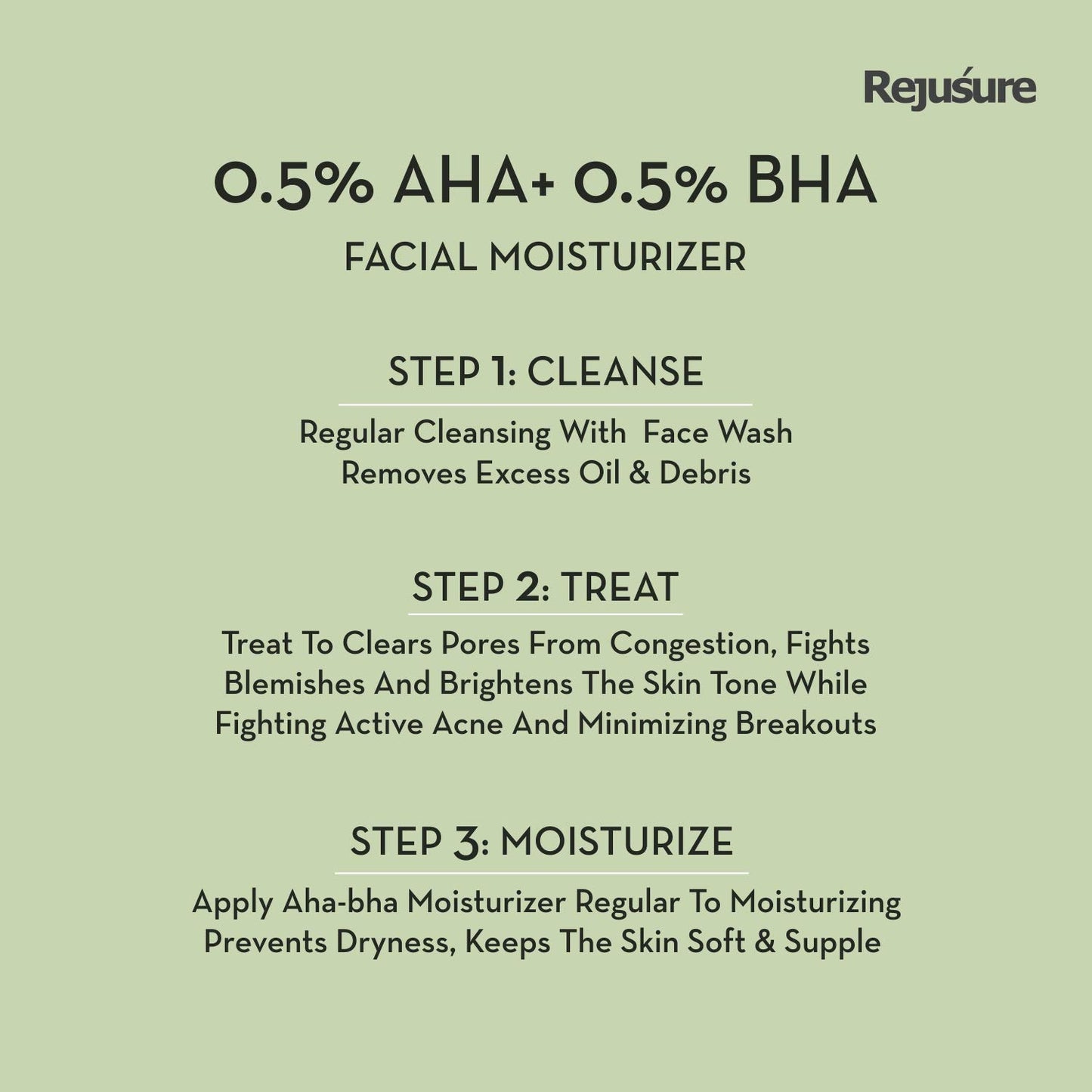 Rejusure AHA 0.5% + BHA Moisturizer - Non-Greasy Formula for Daily Use