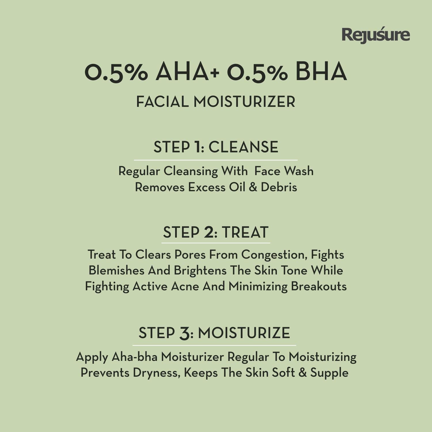 Rejusure AHA 0.5% + BHA Moisturizer - Non-Greasy Formula for Daily Use