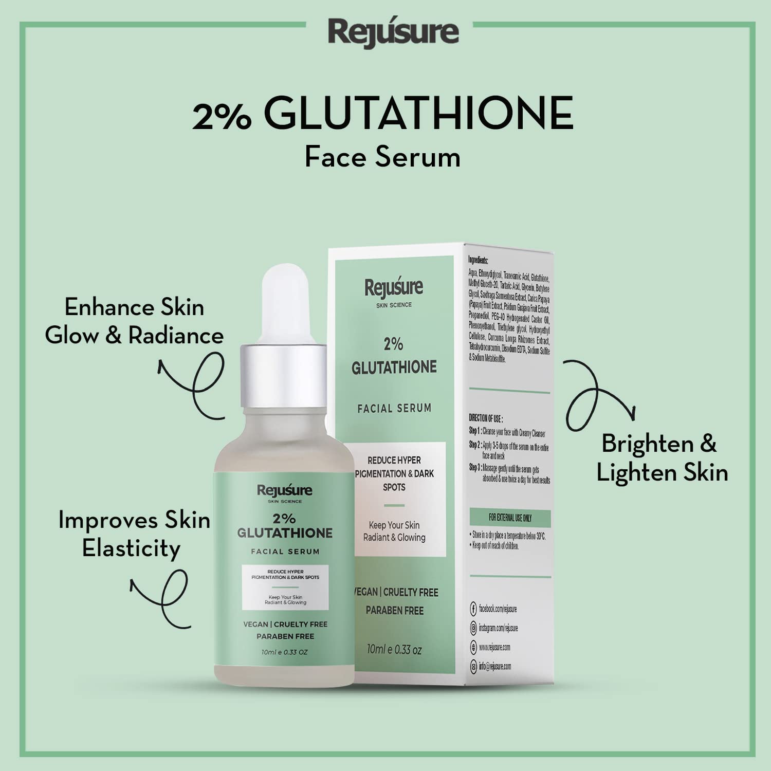Rejusure 2% Glutathione serum - Promotes radiant skin
