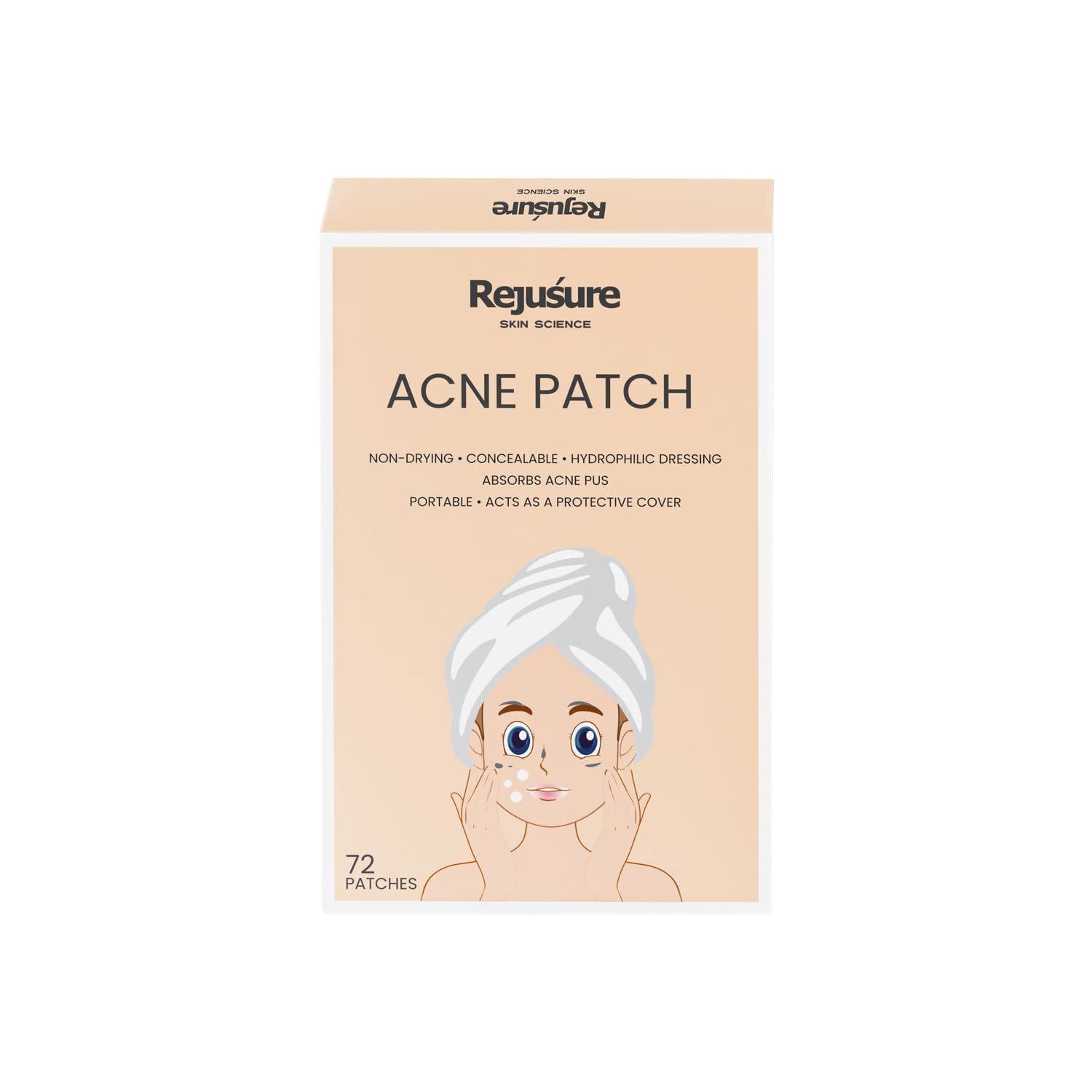 Rejusure Acne Patch | Waterproof Patches | Absorbs Pimple Overnight, Reduces Excess Oil | Acne Korean Spot Patch for Covering Zits and Blemishes | For All Skin Types | Men & Women - (72 Count)