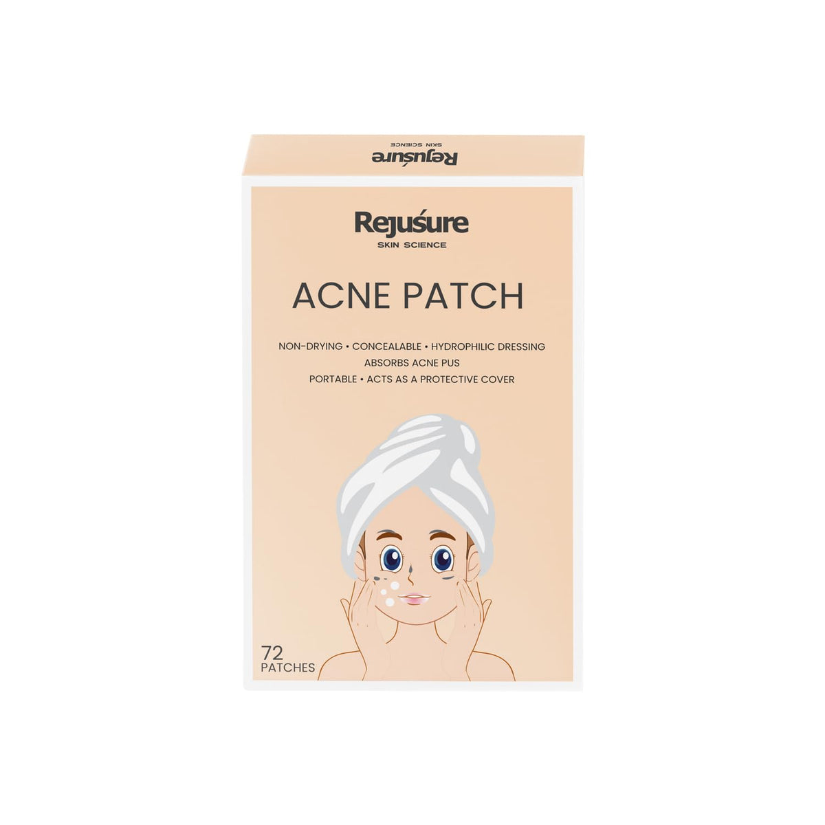 Rejusure Acne Patch | Waterproof Patches | Absorbs Pimple Overnight, Reduces Excess Oil | Acne Korean Spot Patch for Covering Zits and Blemishes | For All Skin Types | Men & Women - (72 Count)