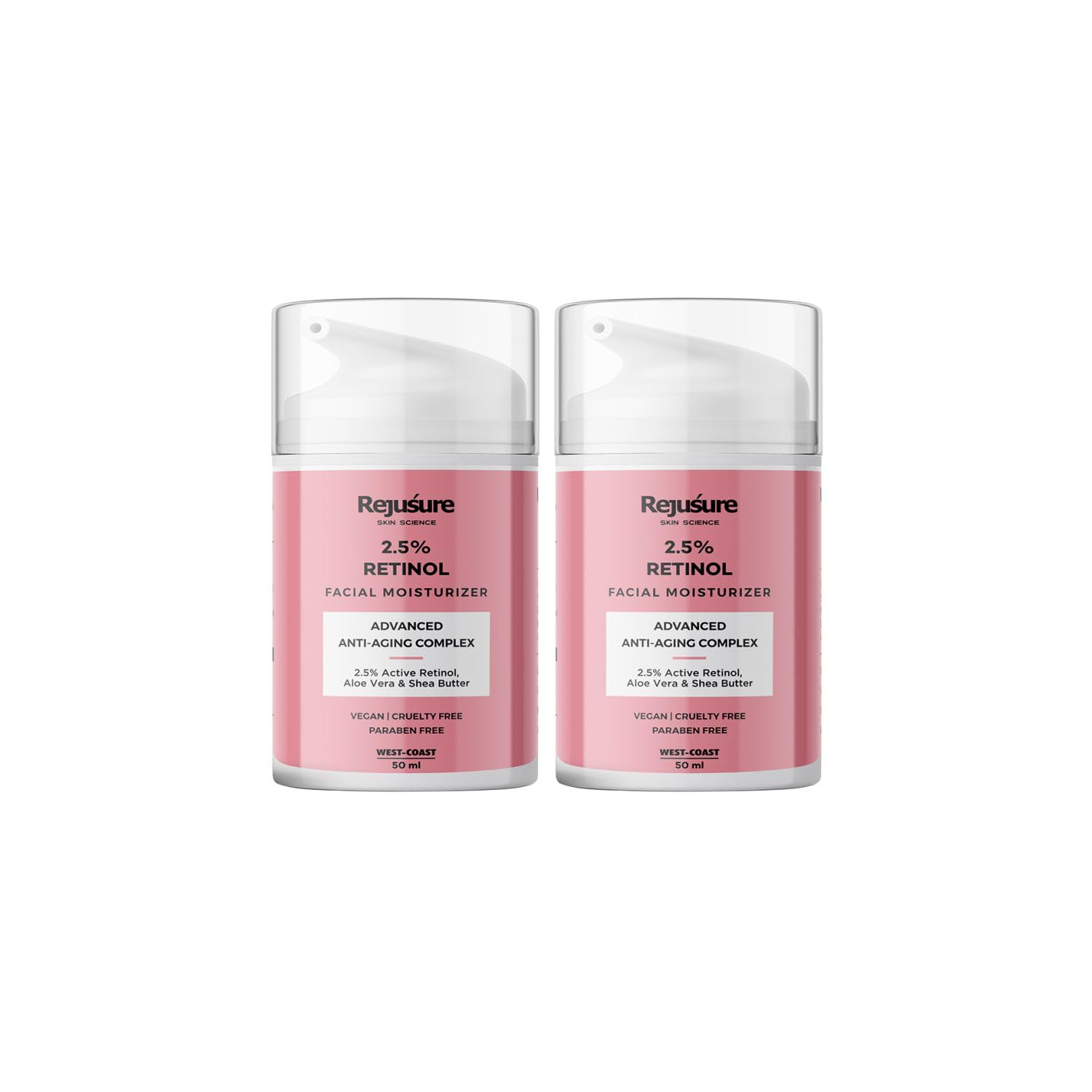 Rejusure Retinol Facial Moisturizer – Anti – Aging Complex – 50 ml (Pack of 2)