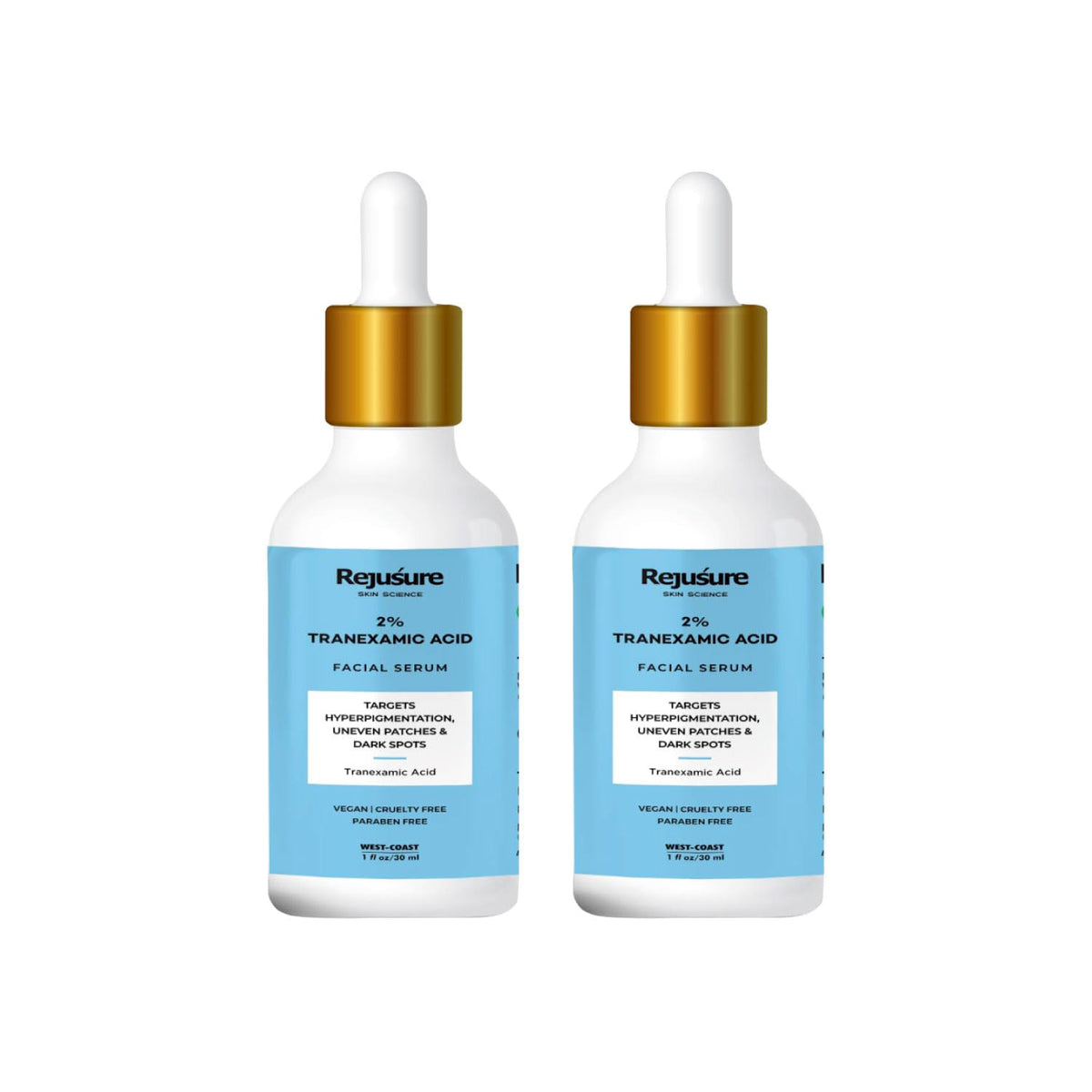 Rejusure Tranexamic Acid 2% Face Serum for Hyperpigmentation, Uneven Patches & Dark Spots – 30ml (Pack of 2)