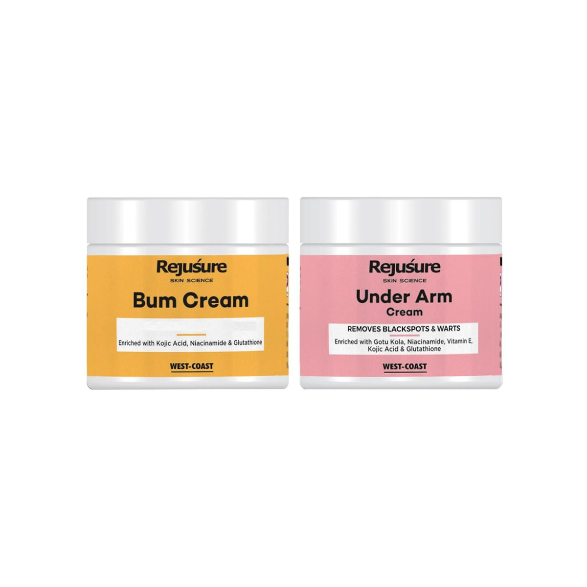 Rejusure Under Arm Cream (50gm) & Bum Cream (50gm) - Advanced Solutions for Brightening