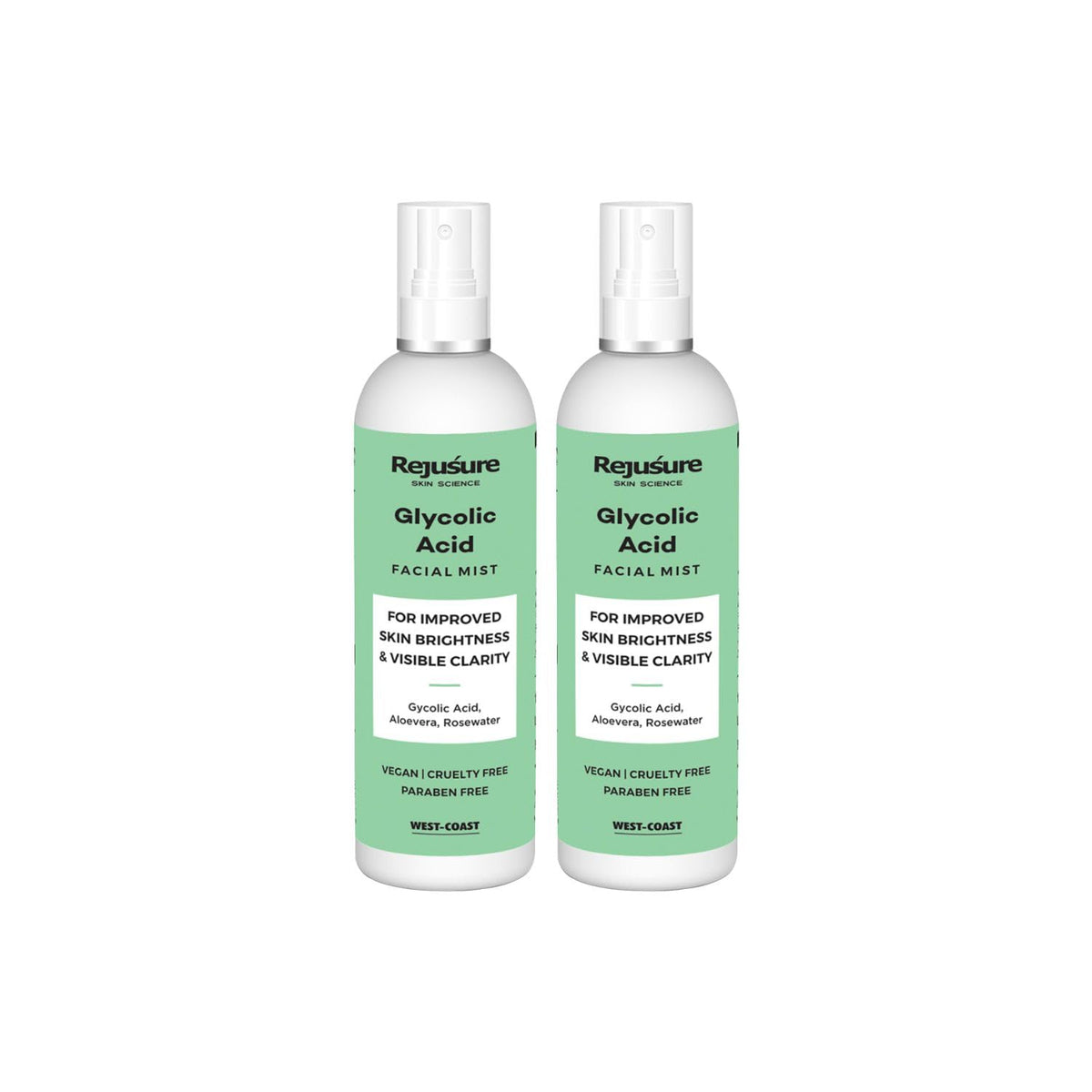 Rejusure Glycolic Acid Face mist – For Improved Skin Brightness & Visible Clarity – 100ml (Pack of 2)