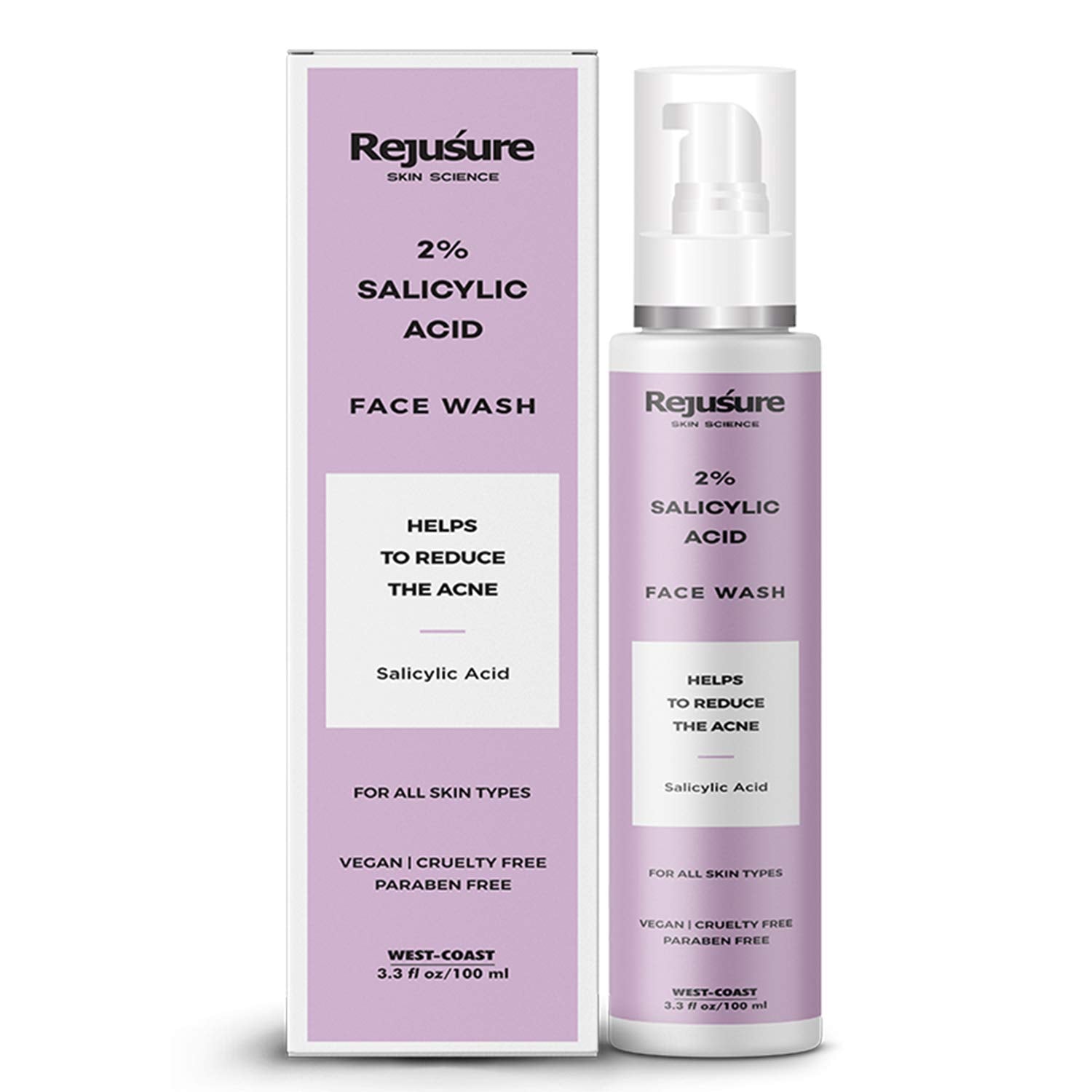 Rejusure 2% Salicylic Acid Face Wash Helps to Reduce Acne For Oily Skin – 100ml (Pack of 3)
