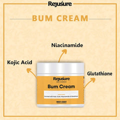 Rejusure Bum Cream with Glutathione, Niacinamide & Kojic Acid- 50gm (Pack of 5)
