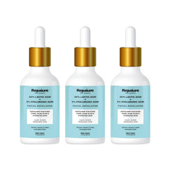 Rejusure Lactic Acid 10% + Hyaluronic Acid 1% Facial Exfoliator Exfoliant for Even Tone, Acne Scar & Hydrates Skin Best for Sensitive, Dry & Oily skin – 30ml (Pack of 3)