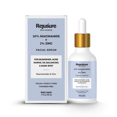 Rejusure Niacinamide 10% + Zinc 1% Face Serum for Blemishes, Acne Marks, Oil Balancing & Dark Spots- 30ml