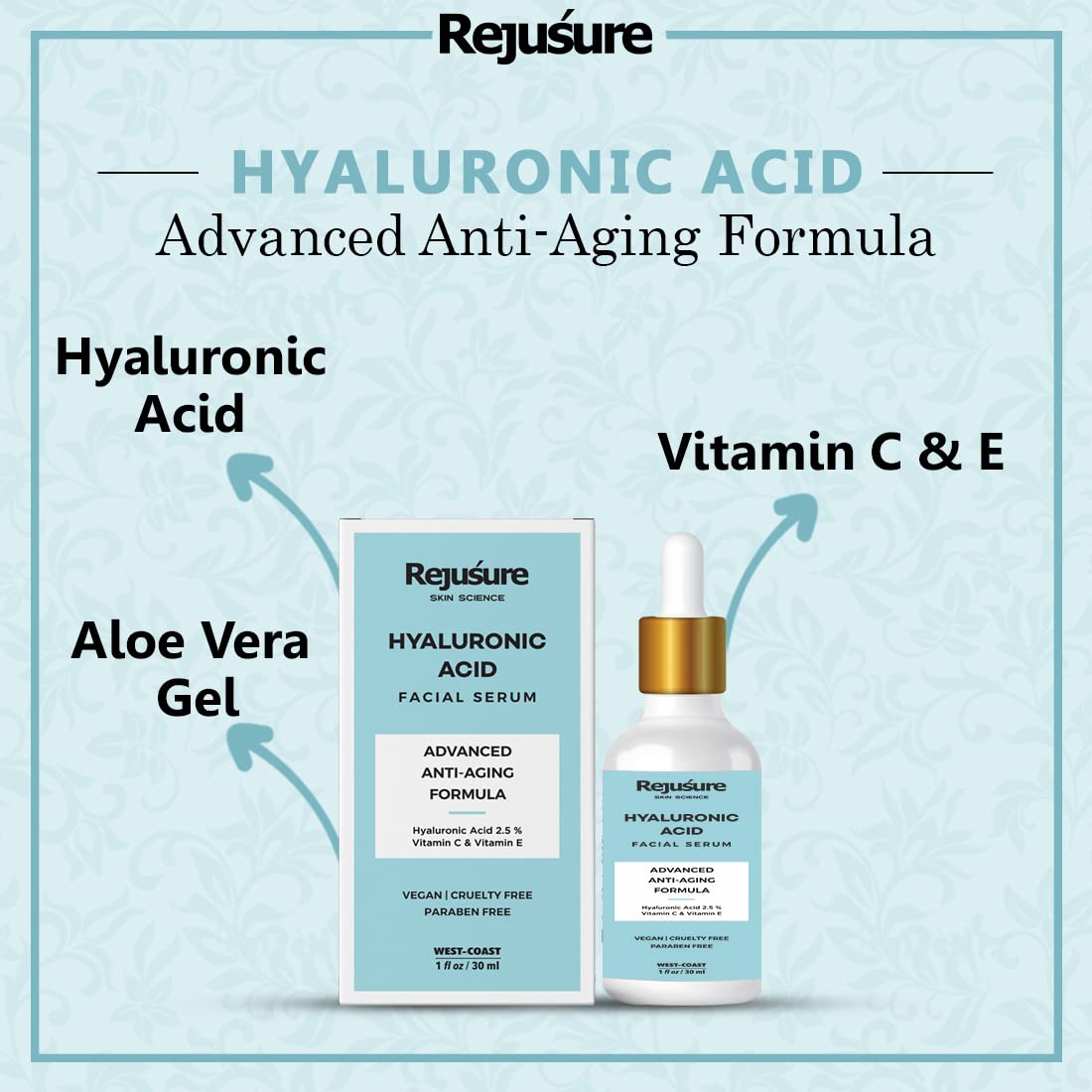Rejusure Hyaluronic Acid Facial Serum – Advance Anti – Aging Hydration – 30 ml (Pack of 5)