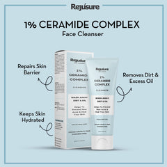 Rejusure 1% Ceramide Complex Daily Cleanser with Ceramide for Skin Barrier Repair & Moisturizing Face Wash for Normal to Dry Skin |For Men & Women | Cruelty Free & Dermatologist Tested – 100 ml