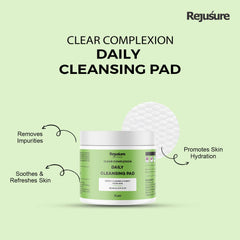 Rejusure Daily Cleansing Pad & Make up Remover Pads Deeply Cleanse, Removes Dirt & Oil | Visibly Reduce Dull & Rough Skin Texture for Brighter Complexion | Women & Men | - 25 Pads