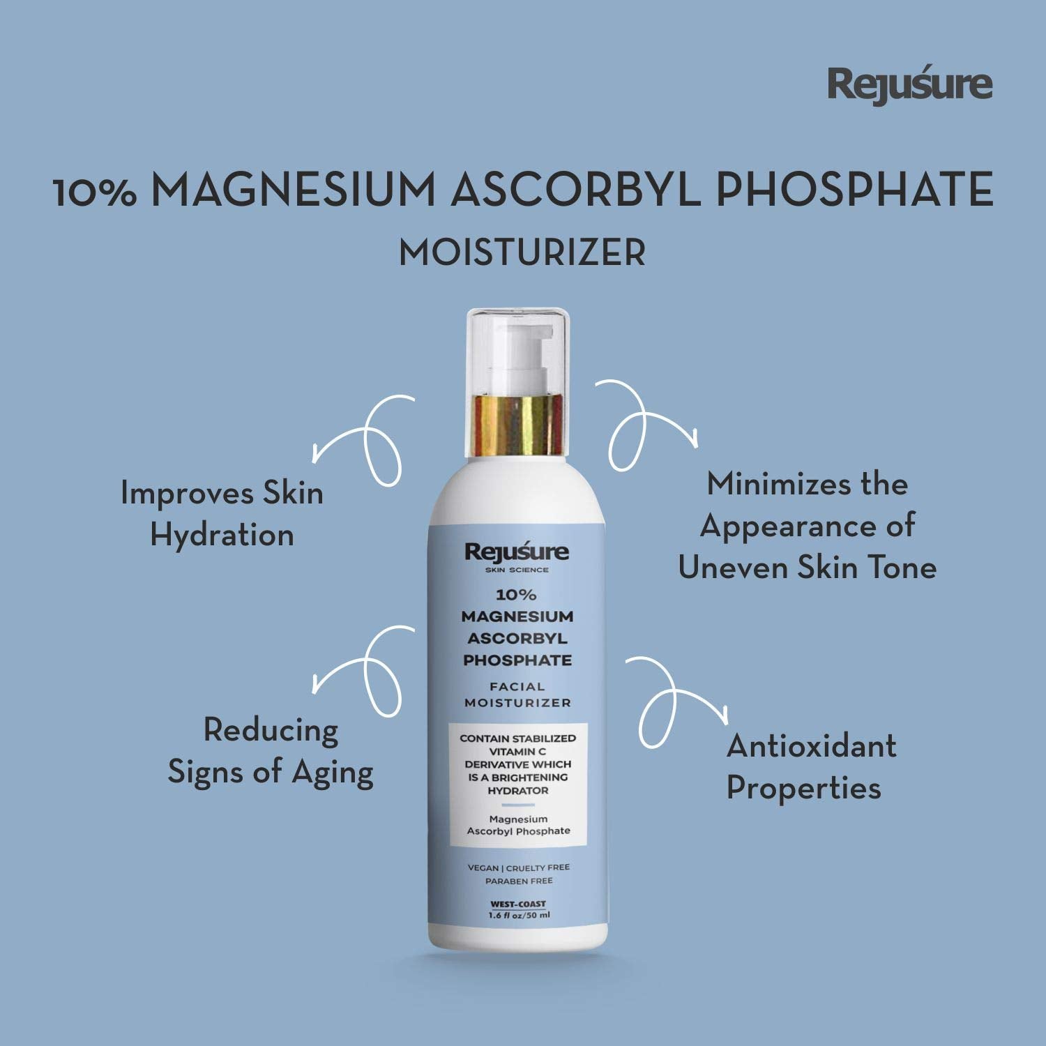 Rejusure 10% Magnesium Ascorbyl Phosphate Facial Moisturizer For Brightening & Hydrating – 50ml (Pack of 5)