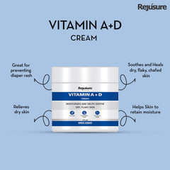 Rejusure Vitamin A + D Cream Moisturizes & Soothe Dry & Flaky Skin| Safe for Kids & Adults – 100gm