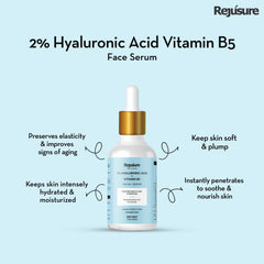 Rejusure 2% Hyaluronic Acid + Vitamin B5 Facial Serum Provides Multi-Level Hydration for Women & Men with Dry & Normal Skin – 30ml (Pack of 2)