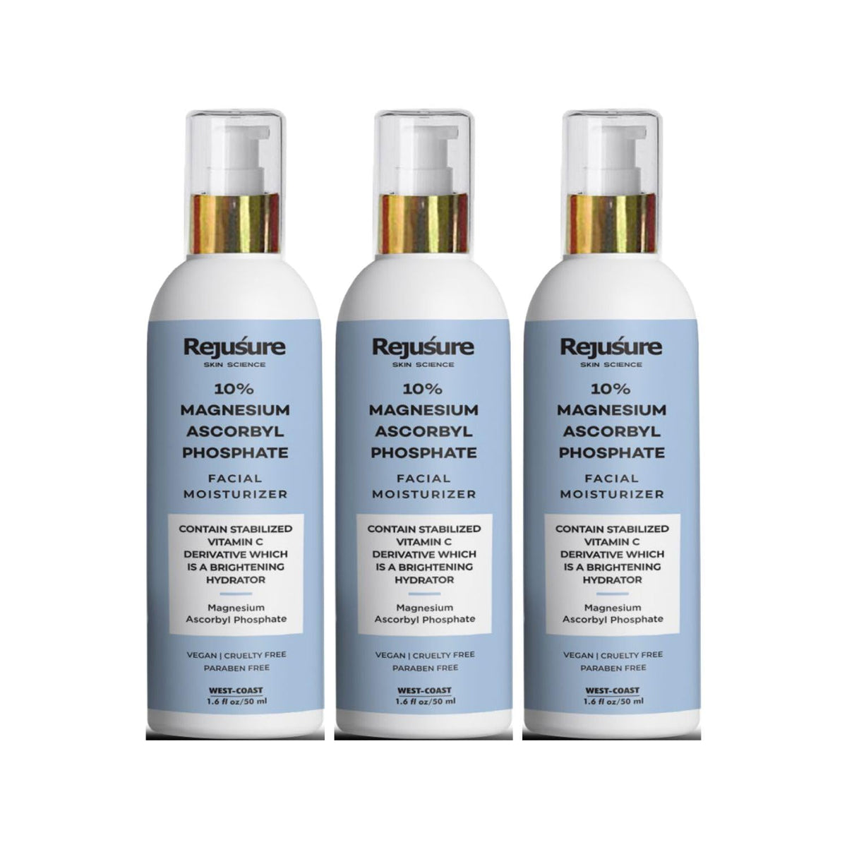 Rejusure 10% Magnesium Ascorbyl Phosphate Facial Moisturizer For Brightening & Hydrating – 50ml (Pack of 3)