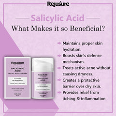 Rejusure 2% Salicylic Acid Moisturizer | Fights Breakout & Blackheads & Excess Oil | Cream for Face - 50ml (Pack of 5)