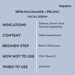 Rejusure Niacinamide 10% + Zinc 1% Face Serum for Blemishes, Acne Marks, Oil Balancing & Dark Spots- 30ml (Pack of 3)