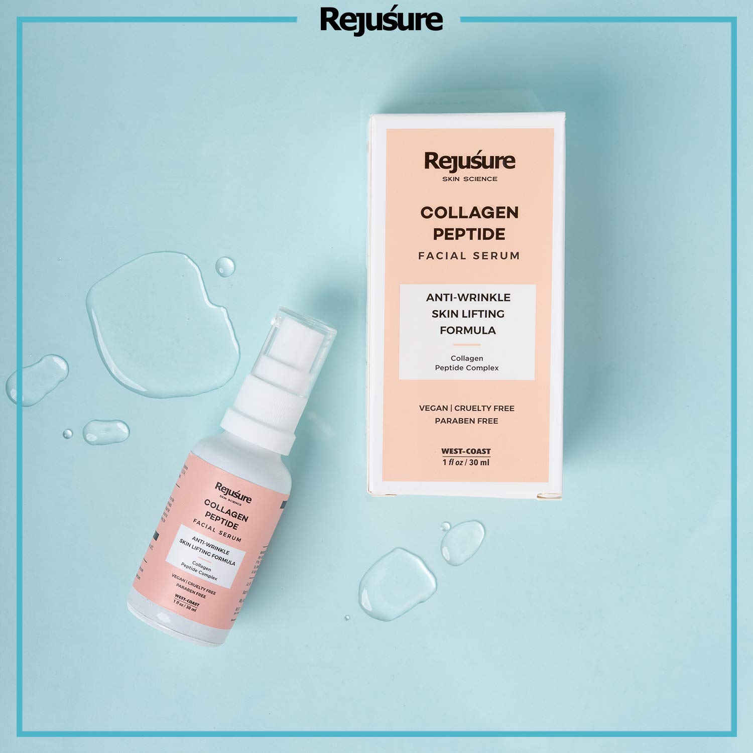 Rejusure Collagen Peptide Face Serum for Enhance Skin Elasticity, Anti Wrinkles, Antiaging, Improves Skin Texture, Deep Moisturization of Skin - 30ml (Pack of 5)
