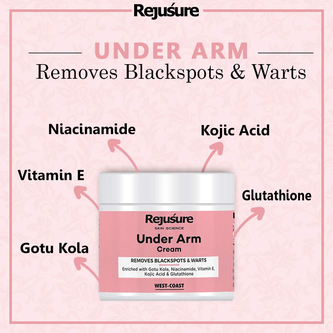 Rejusure Under Arm Cream – Removes Black Spots & Warts – 50 gm (Pack of 2)
