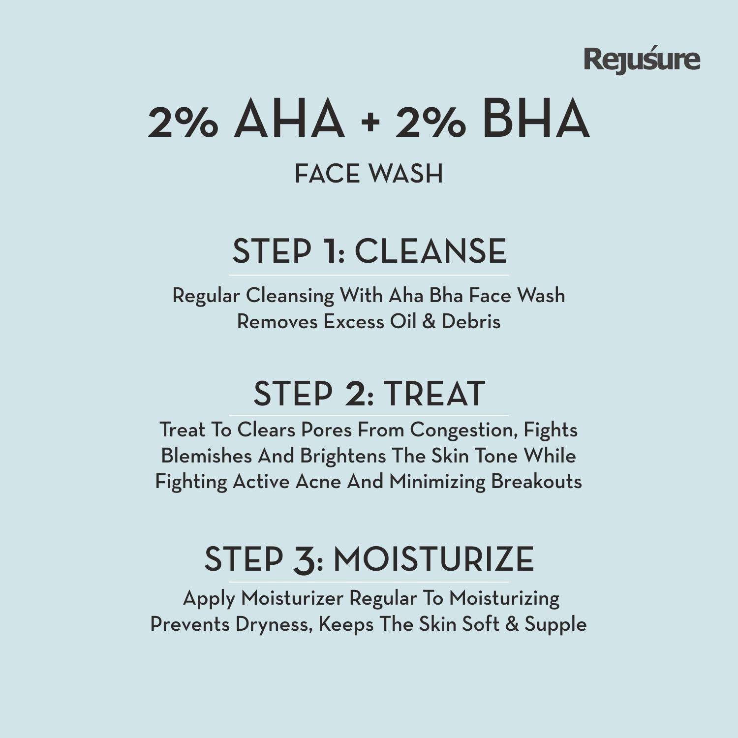 Rejusure AHA 2% + BHA 2% Face Wash for Exfoliant, Hydrate, Soothing & Healing Formula – 100ml (Pack of 2)