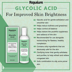 Rejusure Glycolic Acid Face mist – For Improved Skin Brightness & Visible Clarity – 100ml (Pack of 3)