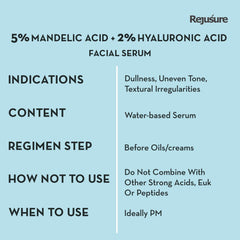 Rejusure Mandelic Acid 5% + Hyaluronic Acid 2% Face Serum for Uneven Tone, Texture Irregularities & Fine Line – 30ml (Pack of 5)